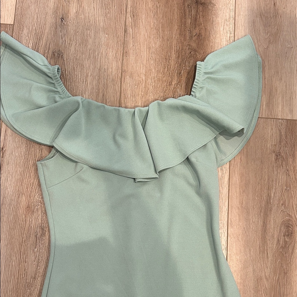 Chic Mint Ruffle Midi Dress - Picture 3 of 6